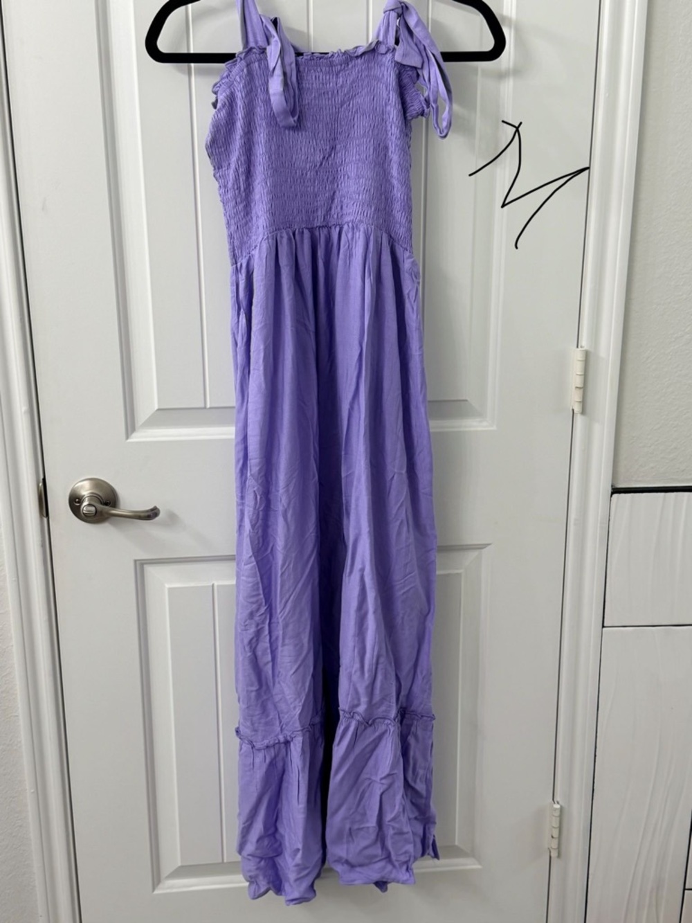 Lavender Tie-Shoulder Smocked Maxi Dress